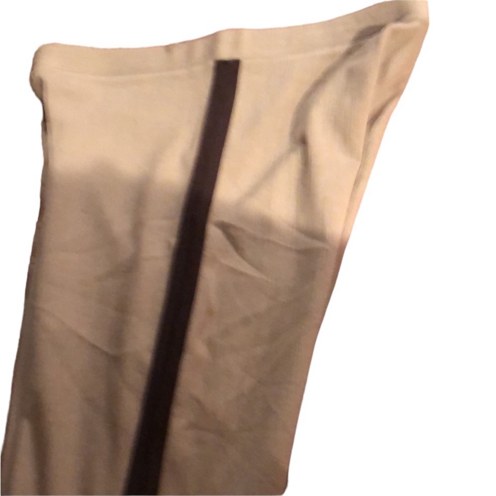 Ralph Lauren size Medium Tan stretch leggings with brown tuxedo stripe leg